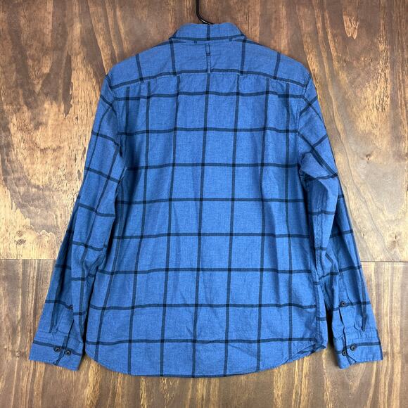 Banana Republic Mens Shirt Blue Windowpane Luxe Flannel Button Down Camden Fit M - Picture 11 of 13